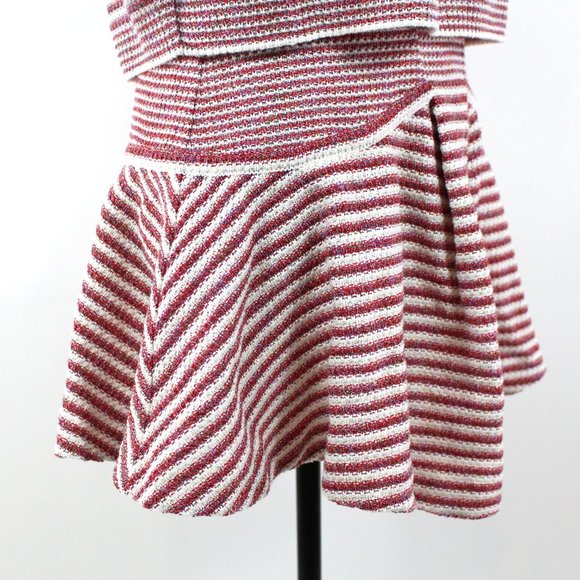 Chanel Red White Striped Knit Boxy Sweater Mini Skirt 36 Matching Outfit S NEW - Picture 3 of 9